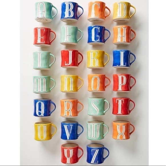 Anthropologie Hand Painted Colorway Monogram Initial Coffee Tea Mug Red J - Picture 10 of 10